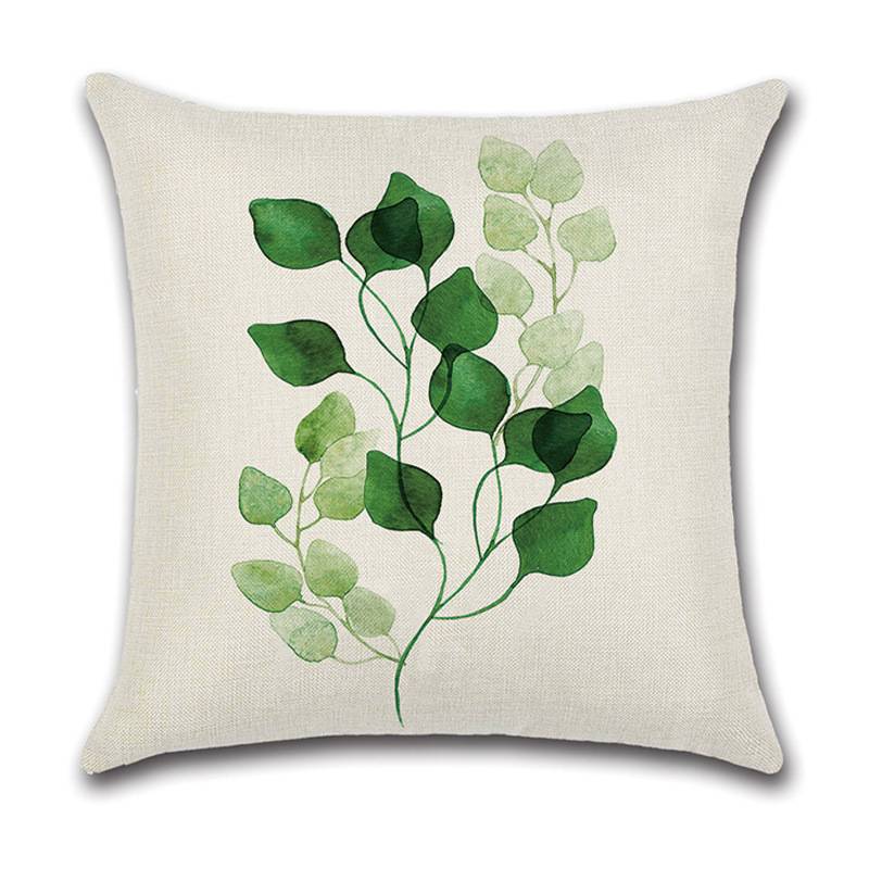Juste de coussin en lin avec plantes vertes succulentes, taie d'oreiller avec cuir chevelu, style simple, pour voiture et canapé